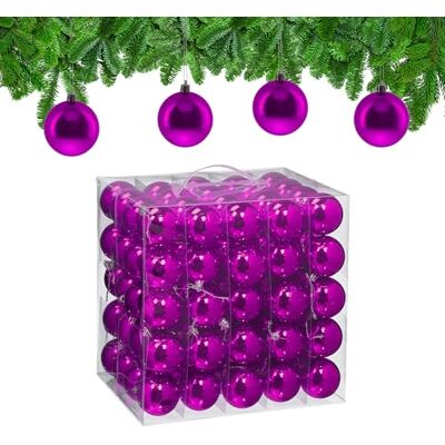 Relaxdays Boule de Noël, lot Pratique de 100, Brillante, Plastique Robuste, pour Le Sapin, diamètre : 6 cm, Violette - Publicité Relaxdays Boule de Noël, lot Pratique de 100, Brillante, Plastique Robuste, pour Le Sapin, diamètre : 6 cm, Violette - Publicité
