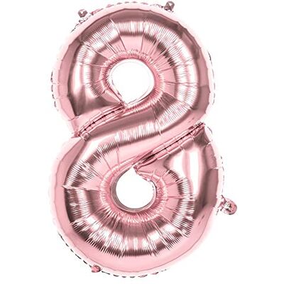 Boland 22048 Ballon gonflable en forme de chiffre 8, taille 86 cm, or rose, ballon à chiffres, ballon gonflable, air, anniversaire, anniversaire d'enfant, décoration - Publicité Boland 22048 Ballon gonflable en forme de chiffre 8, taille 86 cm, or rose, ballon à chiffres, ballon gonflable, air, anniversaire, anniversaire d'enfant, décoration - Publicité