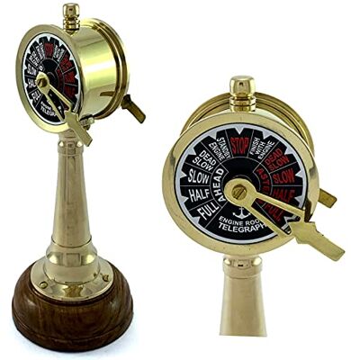 Antique Titanic Ship Télégraphe en laiton sur base en bois pour bateau/bateau Mini réplique modale vintage - Publicité Antique Titanic Ship Télégraphe en laiton sur base en bois pour bateau/bateau Mini réplique modale vintage - Publicité