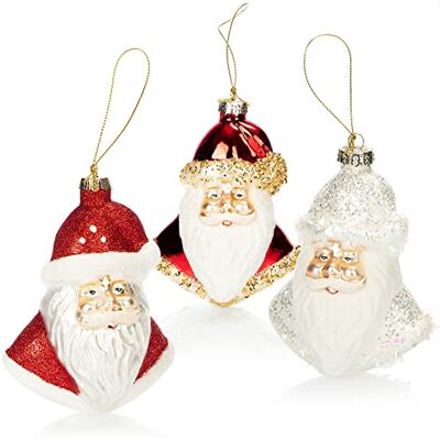 com-four ® 3X décorations d'arbre de Noël Premium, Père Noël en Verre Boules d'arbre comme décorations de Noël Pendentif d'arbre de Noël Père Noël - Publicité com-four ® 3X décorations d'arbre de Noël Premium, Père Noël en Verre Boules d'arbre comme décorations de Noël Pendentif d'arbre de Noël Père Noël - Publicité