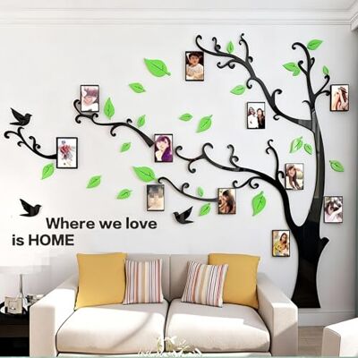guangmu Arbre Sticker Muraux 3D Autocollants DIY Cadre de Photo Stickers Mural Arts Décorations pour Chambre, Salon, Chambr (F Vert Clair Gauche,S: 100 * 138CM) - Publicité guangmu Arbre Sticker Muraux 3D Autocollants DIY Cadre de Photo Stickers Mural Arts Décorations pour Chambre, Salon, Chambr (F Vert Clair Gauche,S: 100 * 138CM) - Publicité