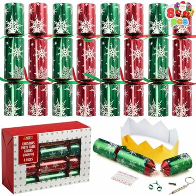 JOYIN Lot de 8 cadeaux de fête de Noël anti-claquement avec flocons de neige rouges et verts pour enfants et adultes, fêtes de Noël, dîners et vacances - Publicité JOYIN Lot de 8 cadeaux de fête de Noël anti-claquement avec flocons de neige rouges et verts pour enfants et adultes, fêtes de Noël, dîners et vacances - Publicité