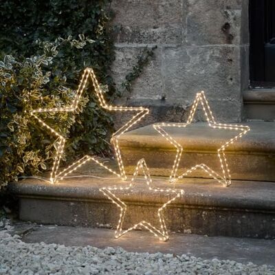 Lights4fun Lot de 3 Étoiles Lumineuses Autoportantes à 402 Micro LED Blanc Chaud Déco de Noël Décoration d'Intérieur - Publicité Lights4fun Lot de 3 Étoiles Lumineuses Autoportantes à 402 Micro LED Blanc Chaud Déco de Noël Décoration d'Intérieur - Publicité