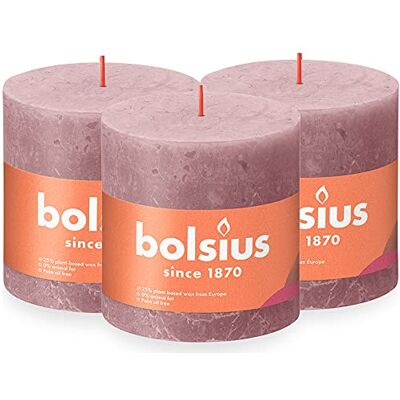 Bolsius Lot de 3 bougies pilier rustiques XXL Vieux rose Longue durée de combustion de 62 heures Bougie de maison Décoration d'intérieur Non parfumée Avec cire naturelle végétalienne - - Publicité Bolsius Lot de 3 bougies pilier rustiques XXL Vieux rose Longue durée de combustion de 62 heures Bougie de maison Décoration d'intérieur Non parfumée Avec cire naturelle végétalienne - - Publicité