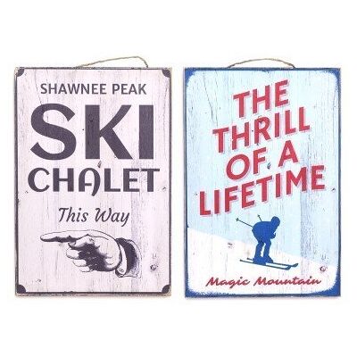 ART Deco Decoration Murale x2 Plaque en Bois Ski 30 cm 14744SG - Publicité ART Deco Decoration Murale x2 Plaque en Bois Ski 30 cm 14744SG - Publicité