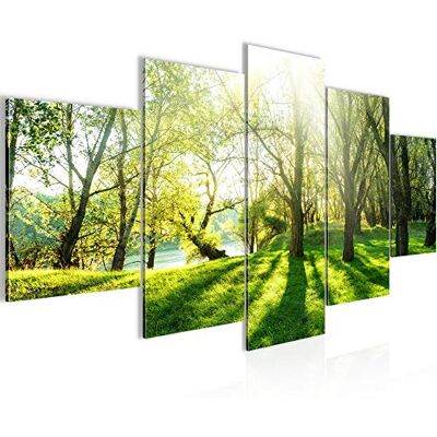 Tableau Forêt Paysage 200 x 100 cm 5 Parties XXL Decoration Murale Dessin Vert 608451a - Publicité Tableau Forêt Paysage 200 x 100 cm 5 Parties XXL Decoration Murale Dessin Vert 608451a - Publicité