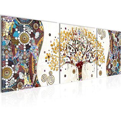 Peinture Gustav Klimt L'Arbre De Vie 120 x 40 cm Tableau en Toile non Tissée Coloré En plusieurs Parties Moderne Decoration Murale 004633a - Publicité Peinture Gustav Klimt L'Arbre De Vie 120 x 40 cm Tableau en Toile non Tissée Coloré En plusieurs Parties Moderne Decoration Murale 004633a - Publicité