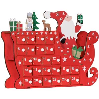 HOMCOM Calendrier de l'Avent en bois avec 24 tiroirs à remplir, calendrier de l'Avent réutilisable en forme de Père Noël et traîneau, décoration de Noël, cadeau pour enfants et adultes, rouge - Publicité HOMCOM Calendrier de l'Avent en bois avec 24 tiroirs à remplir, calendrier de l'Avent réutilisable en forme de Père Noël et traîneau, décoration de Noël, cadeau pour enfants et adultes, rouge - Publicité