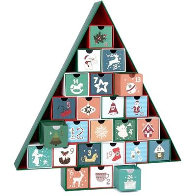 BRUBAKER Calendrier de l'Avent à Remplir Sapin Calendrier de Noël DIY avec 24 Portes pour Bons d'Achat, Friandises et autres Surprises 51 cm en Carton Vert Multicolore - Publicité BRUBAKER Calendrier de l'Avent à Remplir Sapin Calendrier de Noël DIY avec 24 Portes pour Bons d'Achat, Friandises et autres Surprises 51 cm en Carton Vert Multicolore - Publicité