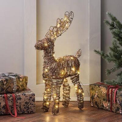 Lights4fun Renne Lumineux Miniature de 55 cm en Rotin avec 50 LED Blanc Chaud à Piles avec Minuteire Décoration de Noël pour Intérieur - Publicité Lights4fun Renne Lumineux Miniature de 55 cm en Rotin avec 50 LED Blanc Chaud à Piles avec Minuteire Décoration de Noël pour Intérieur - Publicité