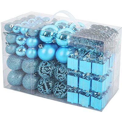 BRUBAKER Boules de Noël & Pointe de Sapin 101 Pièces/Coffret XXL Décoration Arbre de Noël Bleu - Publicité BRUBAKER Boules de Noël & Pointe de Sapin 101 Pièces/Coffret XXL Décoration Arbre de Noël Bleu - Publicité
