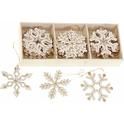 Lights4fun Wooden Snowflakes for Christmas Tree Decoration Cream and Gold by - Publicité Lights4fun Wooden Snowflakes for Christmas Tree Decoration Cream and Gold by - Publicité