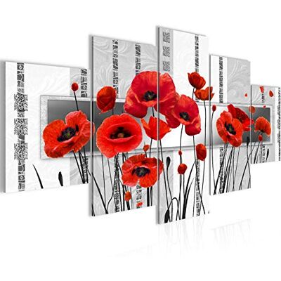 Tableau Coquelicots 200 x 100 cm 5 Parties XXL Decoration Murale Dessin Rouge Gris 205851b - Publicité Tableau Coquelicots 200 x 100 cm 5 Parties XXL Decoration Murale Dessin Rouge Gris 205851b - Publicité