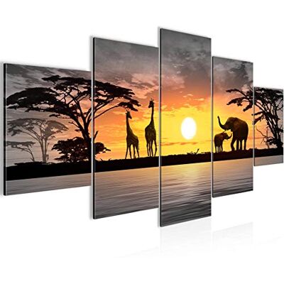 Afrique Le Coucher Du Soleil Tableau Murale Impression sur Toile Intissee 5 Parties Panorama Gris Rose Chambre Salle 000253c - Publicité Afrique Le Coucher Du Soleil Tableau Murale Impression sur Toile Intissee 5 Parties Panorama Gris Rose Chambre Salle 000253c - Publicité