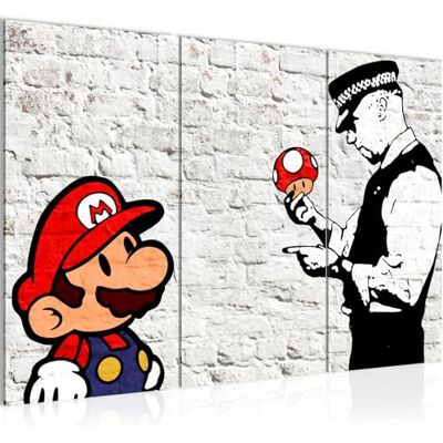 Mario Cop Banksy Peinture Tableau Salon XXL Blanc Art Urbain 120 x 80 cm 3 Parties Decoration Murale 006531a - Publicité Mario Cop Banksy Peinture Tableau Salon XXL Blanc Art Urbain 120 x 80 cm 3 Parties Decoration Murale 006531a - Publicité
