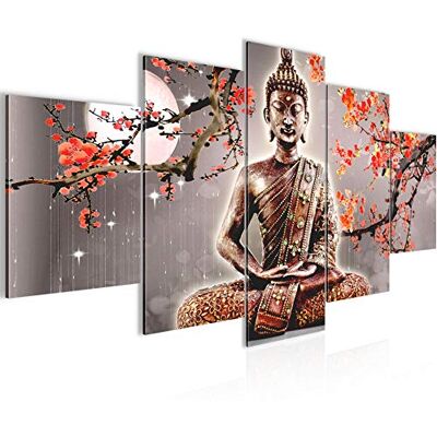 Tableau Bouddha Feng Shui 200 x 100 cm 5 Parties XXL Decoration Murale Dessin Gris Rouge 500651b - Publicité Tableau Bouddha Feng Shui 200 x 100 cm 5 Parties XXL Decoration Murale Dessin Gris Rouge 500651b - Publicité