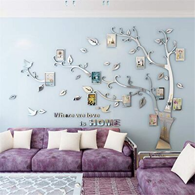 guangmu Arbre Sticker Muraux 3D Autocollants DIY Cadre de Photo Stickers Mural Arts Décorations pour Chambre, Salon, Chambr (J Argent Gauche,L: 175 * 230CM) - Publicité guangmu Arbre Sticker Muraux 3D Autocollants DIY Cadre de Photo Stickers Mural Arts Décorations pour Chambre, Salon, Chambr (J Argent Gauche,L: 175 * 230CM) - Publicité