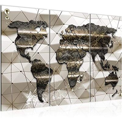 Carte Du Monde Peinture Tableau Salon XXL Marron 3D Effet 120 x 80 cm 3 Parties Decoration Murale 005231a - Publicité Carte Du Monde Peinture Tableau Salon XXL Marron 3D Effet 120 x 80 cm 3 Parties Decoration Murale 005231a - Publicité