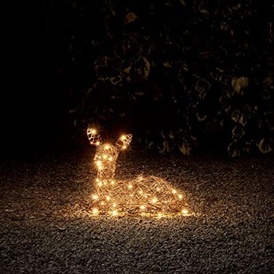 Lights4fun Déco Renne Faon de Noël en Rotin Brun 36 cm avec 50 LED Statique Blanc Chaud pour Extérieur ou Intérieur Décoration et Figurine - Publicité Lights4fun Déco Renne Faon de Noël en Rotin Brun 36 cm avec 50 LED Statique Blanc Chaud pour Extérieur ou Intérieur Décoration et Figurine - Publicité