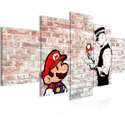 Tableau Mario Cop Banksy 200 x 100 cm 5 Parties XXL Decoration Murale Dessin Marron 006551b - Publicité Tableau Mario Cop Banksy 200 x 100 cm 5 Parties XXL Decoration Murale Dessin Marron 006551b - Publicité