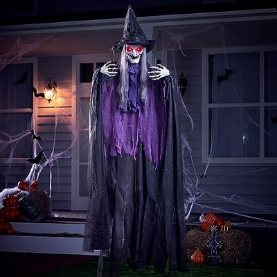 JOYIN Sorcière parlante animée à Suspendre pour Halloween de 182 cm avec Yeux Lumineux, Son Effrayant, sorcière Suspendue activée par Le Son pour décorations intérieures et extérieures d'halloween - Publicité JOYIN Sorcière parlante animée à Suspendre pour Halloween de 182 cm avec Yeux Lumineux, Son Effrayant, sorcière Suspendue activée par Le Son pour décorations intérieures et extérieures d'halloween - Publicité