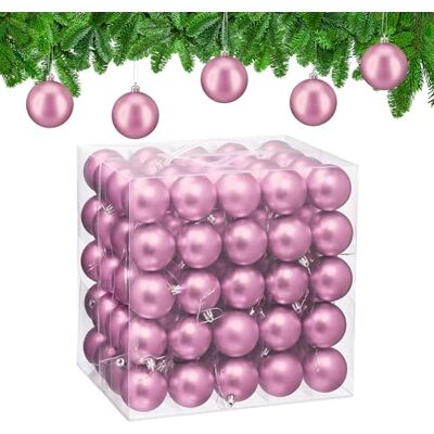 Relaxdays Boule de Noël, lot Pratique de 100, Mate, Plastique Robuste, pour Le Sapin, diamètre : 6 cm, Rose - Publicité Relaxdays Boule de Noël, lot Pratique de 100, Mate, Plastique Robuste, pour Le Sapin, diamètre : 6 cm, Rose - Publicité