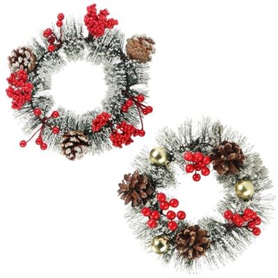 com-four ® 2X Couronne de Table de Noël, Couronne l'Avent avec Pommes de pin couronne décorative décoration Noël - Publicité com-four ® 2X Couronne de Table de Noël, Couronne l'Avent avec Pommes de pin couronne décorative décoration Noël - Publicité