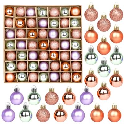 VEYLIN Boules de Noël Lot de 49 minis ornements pour arbre de 3 cm, pailletés pour la décoration de l'arbre (violet et cuivre) - Publicité VEYLIN Boules de Noël Lot de 49 minis ornements pour arbre de 3 cm, pailletés pour la décoration de l'arbre (violet et cuivre) - Publicité