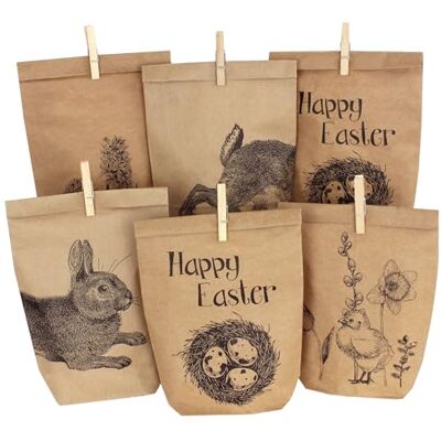 Papierdrachen 12 sachets cadeaux pour Pâques avec motifs lapins, fleurs et poussins Décoration de Pâques avec pinces en bois Set DIY nid de Pâques à remplir et à offrir - Publicité Papierdrachen 12 sachets cadeaux pour Pâques avec motifs lapins, fleurs et poussins Décoration de Pâques avec pinces en bois Set DIY nid de Pâques à remplir et à offrir - Publicité
