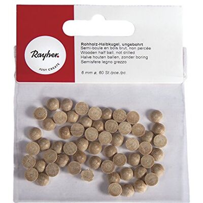 Rayher 6248100 Demi-sphère en Bois Brut, Non percé, 8 mm de diamètre - Publicité Rayher 6248100 Demi-sphère en Bois Brut, Non percé, 8 mm de diamètre - Publicité