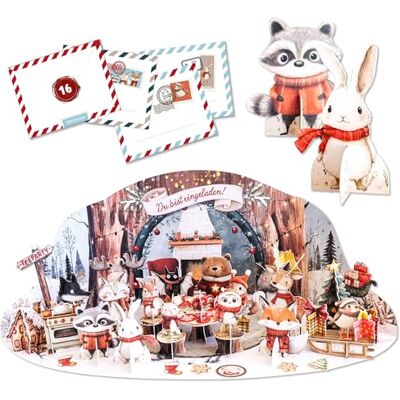 Papierdrachen Calendrier de l'Avent 2025 Tea Party Animaux de la forêt Kit de bricolage avec pièces de découpe en papier Décoration de Noël à poser - Publicité Papierdrachen Calendrier de l'Avent 2025 Tea Party Animaux de la forêt Kit de bricolage avec pièces de découpe en papier Décoration de Noël à poser - Publicité