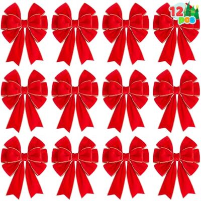 JOYIN Lot de 12 grands nœuds de Noël en velours rouge de 35,6 x 30,5 cm pour couronne, arbre, boîtes cadeaux, décorations extérieures, nœuds en velours pour sapin de Noël, fournitures de fête de - Publicité JOYIN Lot de 12 grands nœuds de Noël en velours rouge de 35,6 x 30,5 cm pour couronne, arbre, boîtes cadeaux, décorations extérieures, nœuds en velours pour sapin de Noël, fournitures de fête de - Publicité