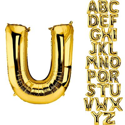 DekoRex Folienballon Gold 40cm Ballon d'anniversaire Mariage Déco (lettre U) - Publicité DekoRex Folienballon Gold 40cm Ballon d'anniversaire Mariage Déco (lettre U) - Publicité