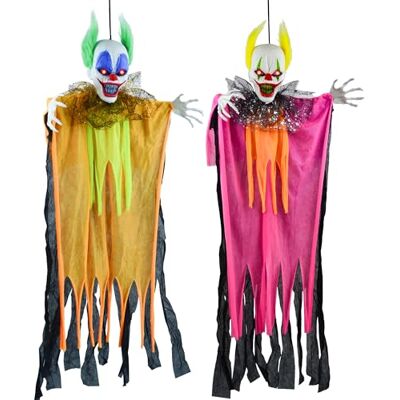 JOYIN Décorations de Clowns à Suspendre pour Halloween de 91,4 cm (Lot de 2) de différentes Couleurs, Clown avec Yeux LED, décorations, décoration à Suspendre pour décoration de Maison hantée - Publicité JOYIN Décorations de Clowns à Suspendre pour Halloween de 91,4 cm (Lot de 2) de différentes Couleurs, Clown avec Yeux LED, décorations, décoration à Suspendre pour décoration de Maison hantée - Publicité