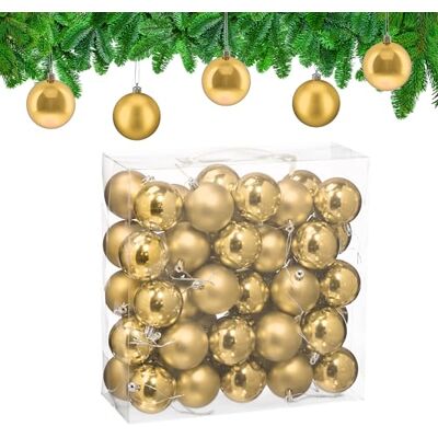 Relaxdays Boule de Noël, lot Pratique de 50, Plastique Robuste, pour décorer Le Sapin, diamètre : 6 cm, dorée - Publicité Relaxdays Boule de Noël, lot Pratique de 50, Plastique Robuste, pour décorer Le Sapin, diamètre : 6 cm, dorée - Publicité