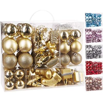 BRUBAKER Boules de Noël Traditionnelles Coffret de 77 Pièces Décoration Sapin de Noël Doré/Argenté - Publicité BRUBAKER Boules de Noël Traditionnelles Coffret de 77 Pièces Décoration Sapin de Noël Doré/Argenté - Publicité