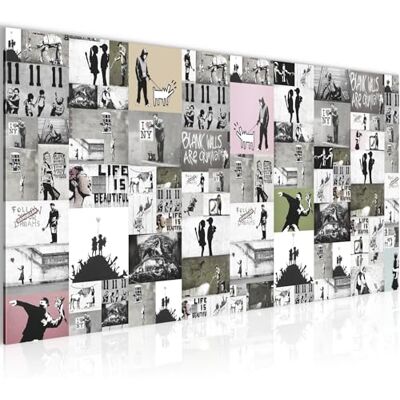 Tableau Decoration Murale Collage Banksy 1 Partie Moderne Toile non tissée Salon Salle Art Urbain Gris 302712b - Publicité Tableau Decoration Murale Collage Banksy 1 Partie Moderne Toile non tissée Salon Salle Art Urbain Gris 302712b - Publicité