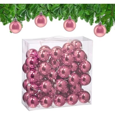 Relaxdays Boule de Noël, Brillante, lot Pratique de 50, en Plastique, pour Le Sapin, diamètre : 6 cm, Rose - Publicité Relaxdays Boule de Noël, Brillante, lot Pratique de 50, en Plastique, pour Le Sapin, diamètre : 6 cm, Rose - Publicité