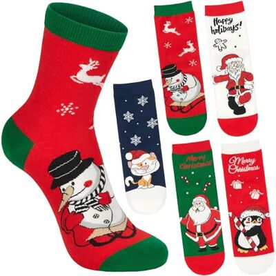 BRUBAKER 5 Paires de Chaussettes pour Noël Père Noël, Chat, Pingouin et Bonhomme de Neige Modèles Amusants pour les Fêtes Lot Coloré et Doux Cadeau pour Femmes et Filles Pointure 36-41 - Publicité BRUBAKER 5 Paires de Chaussettes pour Noël Père Noël, Chat, Pingouin et Bonhomme de Neige Modèles Amusants pour les Fêtes Lot Coloré et Doux Cadeau pour Femmes et Filles Pointure 36-41 - Publicité