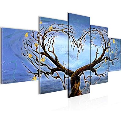 Tableau Cœur Arbre 200 x 100 cm 5 Parties XXL Decoration Murale Dessin Bleu 002351a - Publicité Tableau Cœur Arbre 200 x 100 cm 5 Parties XXL Decoration Murale Dessin Bleu 002351a - Publicité