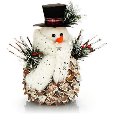 com-four ® Figurine de Bonhomme de Neige Taille M, Figurine de décoration d'hiver avec Corps en Pomme de pin, détails de Noël affectueux, Magnifiques décorations de Table (Blanc-Paillettes M) - Publicité com-four ® Figurine de Bonhomme de Neige Taille M, Figurine de décoration d'hiver avec Corps en Pomme de pin, détails de Noël affectueux, Magnifiques décorations de Table (Blanc-Paillettes M) - Publicité