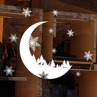 ZYUEER Stickers Muraux Lune Noël boule amovible en vinyle maison fenêtre Stickers PVC autocollant Decor Size:About 25 * 35cm (Blanc) - Publicité ZYUEER Stickers Muraux Lune Noël boule amovible en vinyle maison fenêtre Stickers PVC autocollant Decor Size:About 25 * 35cm (Blanc) - Publicité