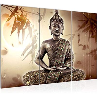 Bouddha Peinture Tableau Salon XXL Beige Marron Spa 120 x 80 cm 3 Parties Decoration Murale 500331a - Publicité Bouddha Peinture Tableau Salon XXL Beige Marron Spa 120 x 80 cm 3 Parties Decoration Murale 500331a - Publicité