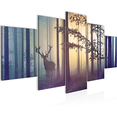 Forêt Cerf Tableau Murale Impression sur Toile Intissee 5 Parties Brouillard Bleu Chambre Salle 013453a - Publicité Forêt Cerf Tableau Murale Impression sur Toile Intissee 5 Parties Brouillard Bleu Chambre Salle 013453a - Publicité