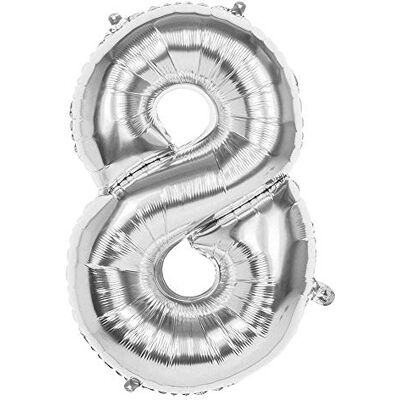 Boland 22038 Ballon Gonflable Chiffre 8 Argenté 86 cm - Publicité Boland 22038 Ballon Gonflable Chiffre 8 Argenté 86 cm - Publicité
