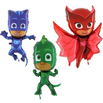 Toyland ® Lot de 3 ballons en aluminium en forme de personnages Pyjamasques Catboy, Gekko et Owlette Fournitures de fête pour enfants - Publicité Toyland ® Lot de 3 ballons en aluminium en forme de personnages Pyjamasques Catboy, Gekko et Owlette Fournitures de fête pour enfants - Publicité