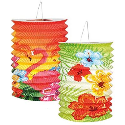 Boland Lot de 2 lanternes papier Hibiscus Hawaii 16 cm, modèles assortis Mod 52508 - Publicité Boland Lot de 2 lanternes papier Hibiscus Hawaii 16 cm, modèles assortis Mod 52508 - Publicité