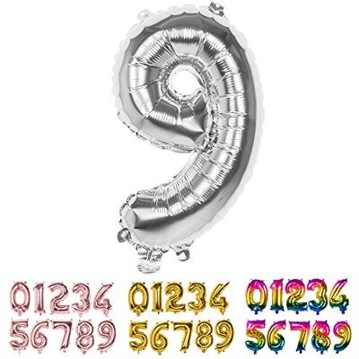 Boland 22019 Ballon gonflable chiffre 9 Argenté 36 cm - Publicité Boland 22019 Ballon gonflable chiffre 9 Argenté 36 cm - Publicité