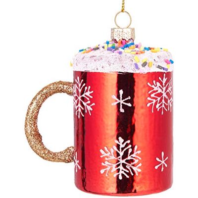 BRUBAKER Suspension pour Sapin de Noël Tasse Rouge/Chocolat Chaud Boule en Verre Soufflé Peinte à la Main Drôle & Originale Décoration Arbre de Noël 8,9 cm - Publicité BRUBAKER Suspension pour Sapin de Noël Tasse Rouge/Chocolat Chaud Boule en Verre Soufflé Peinte à la Main Drôle & Originale Décoration Arbre de Noël 8,9 cm - Publicité
