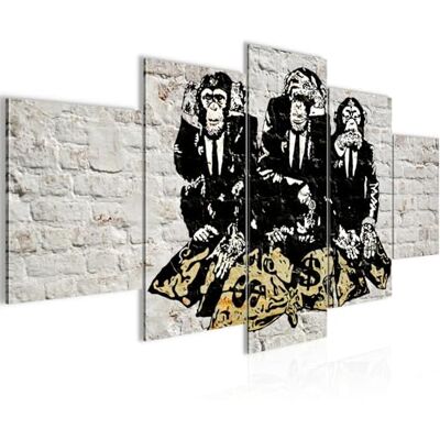Tableau Trois Singes 200 x 100 cm 5 Parties XXL Decoration Murale Dessin Gris 303451a - Publicité Tableau Trois Singes 200 x 100 cm 5 Parties XXL Decoration Murale Dessin Gris 303451a - Publicité